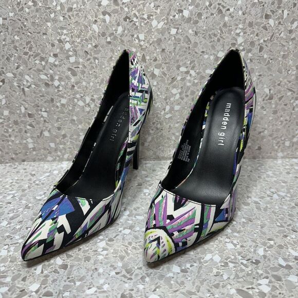 Steve Madden Madden Girl OhNice Fabric Print Heels Pumps Size 7M Stiletto Heels - Picture 4 of 14